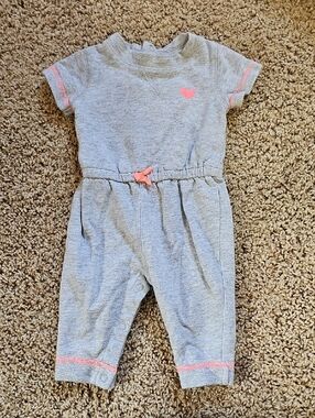 Carter's Gray Romper with Pink Accent Bow